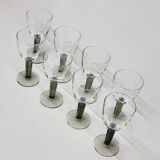 8 Bormioli Rocco Vintage Crystal Water Glasses with Grooved Grey Base