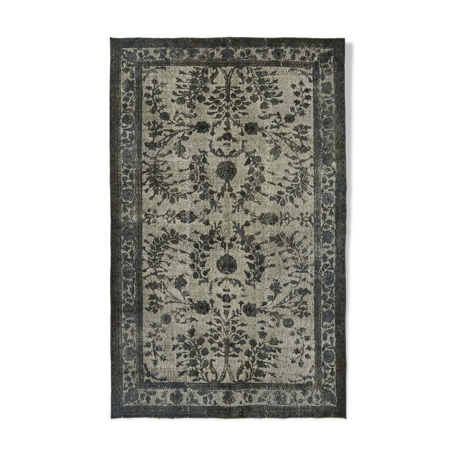 Hand-Knotted Antique Anatolian 1970s 182 cm x 288 cm Grey Carpet