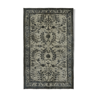 Tapis anatolien antique noué à la main des années 1970 182 cm x 288 cm tapis gris