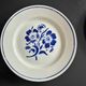 Set of 6 vintage dessert plates with blue patterns.