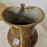 Vintage Studio Pottery Owl Pitcher: Speckled Glaze Stoneware Vase