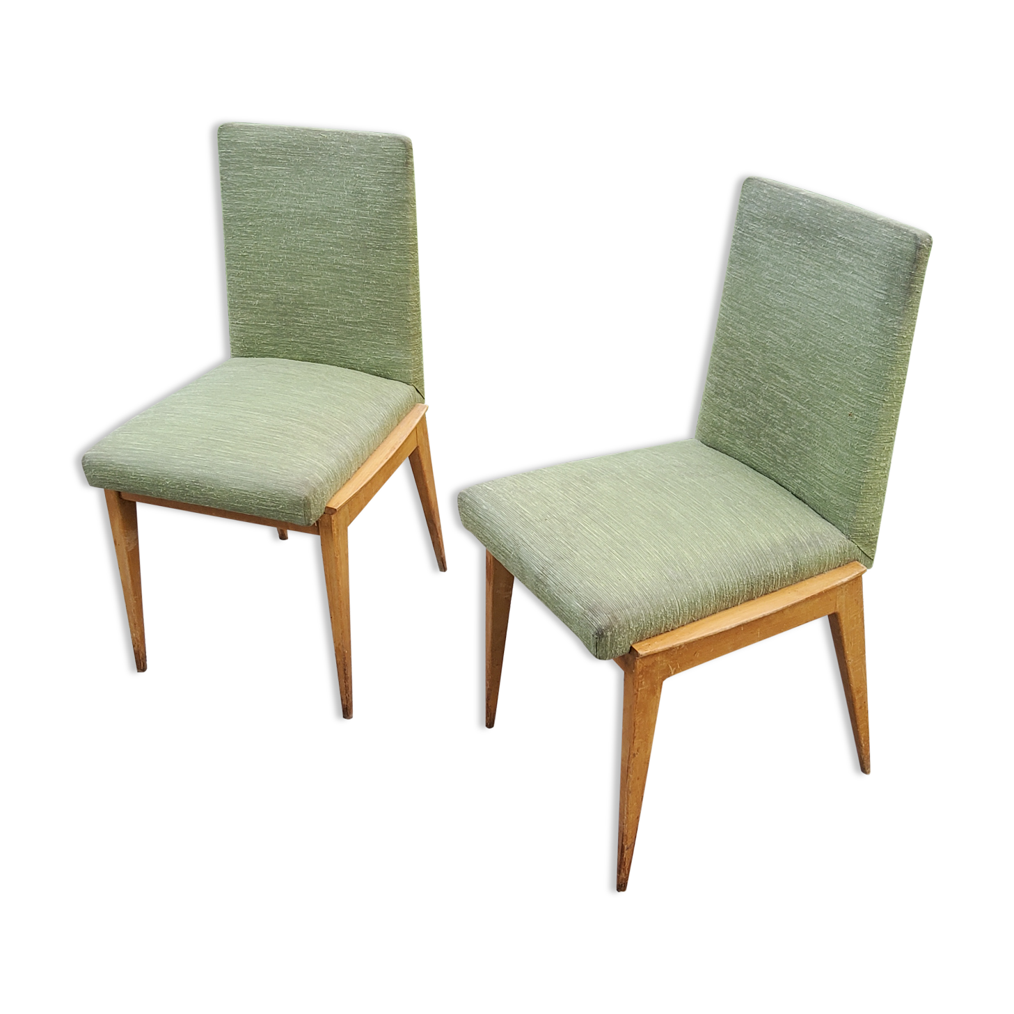 Paire de chaises des années 50 en hêtre teinté sycomore