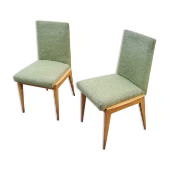Pair of chairs from the 50s in sycamore tinted beech