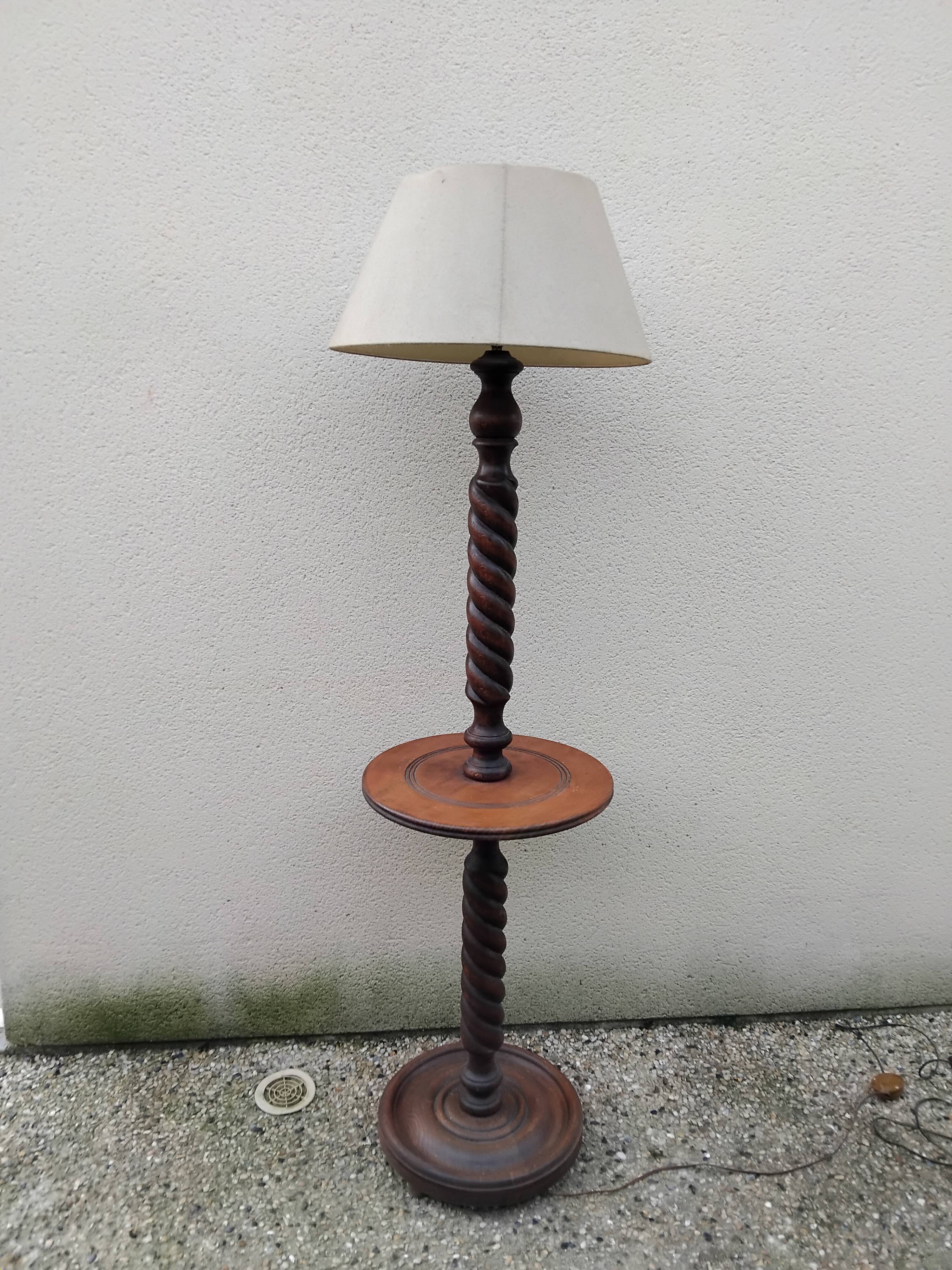 CHALES DUDOUYT vintage turned wood floor lamp
