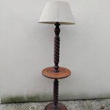 CHALES DUDOUYT vintage turned wood floor lamp