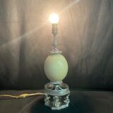 Old lamp foot silver metal and ostrich egg late nineteenth century