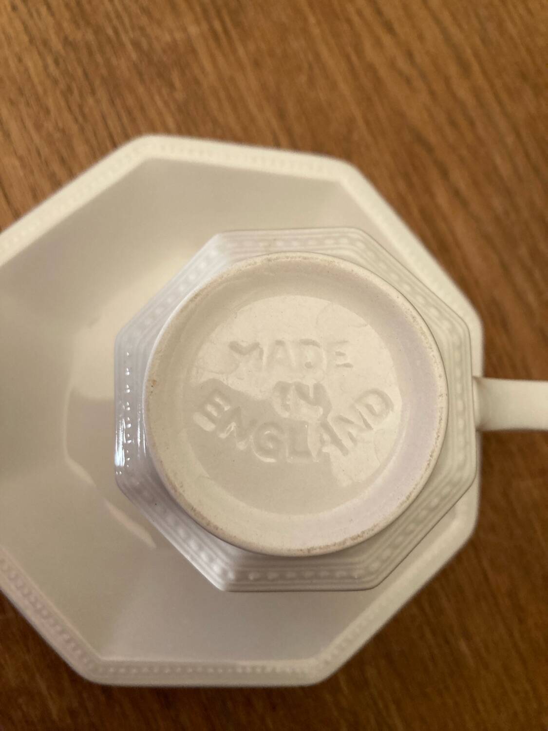 Vintage Johnson Brothers Octagonal White Teacup and Saucer Made in England