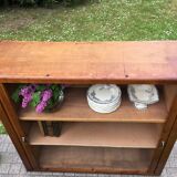 Low cupboard / curtain 1950 vintage blond oak buffet
