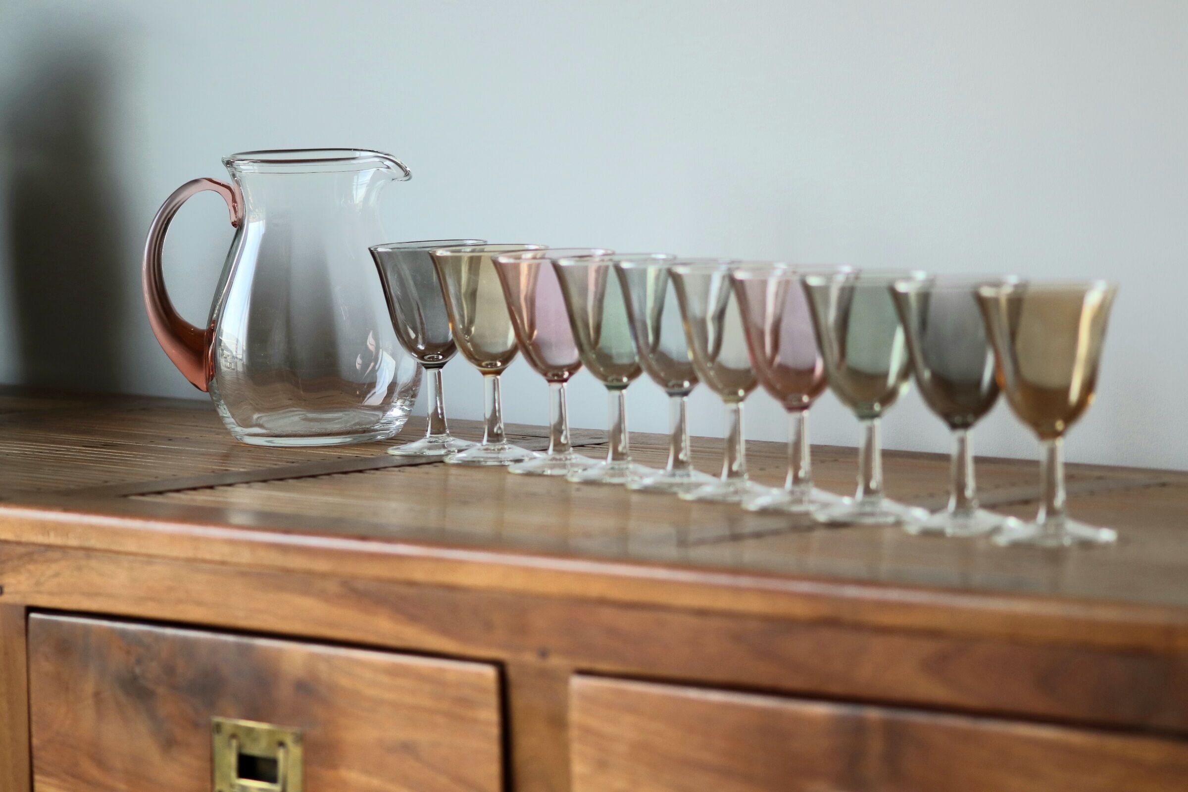 10 foot glasses and a glass pitcher