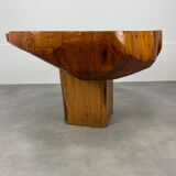 Brutalist tree trunk coffee table, solid wood