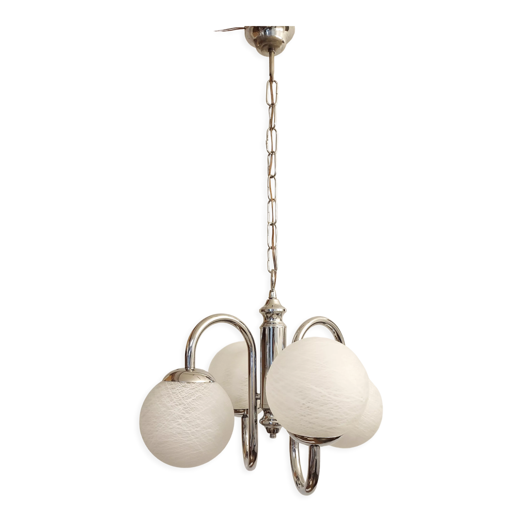 Metal and glass pendant lamp, Italy, 1970s