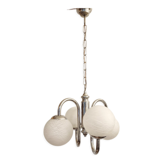 Metal and glass pendant lamp, Italy, 1970s