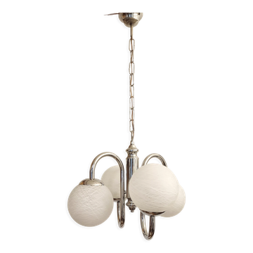 Metal and glass pendant lamp, Italy, 1970s