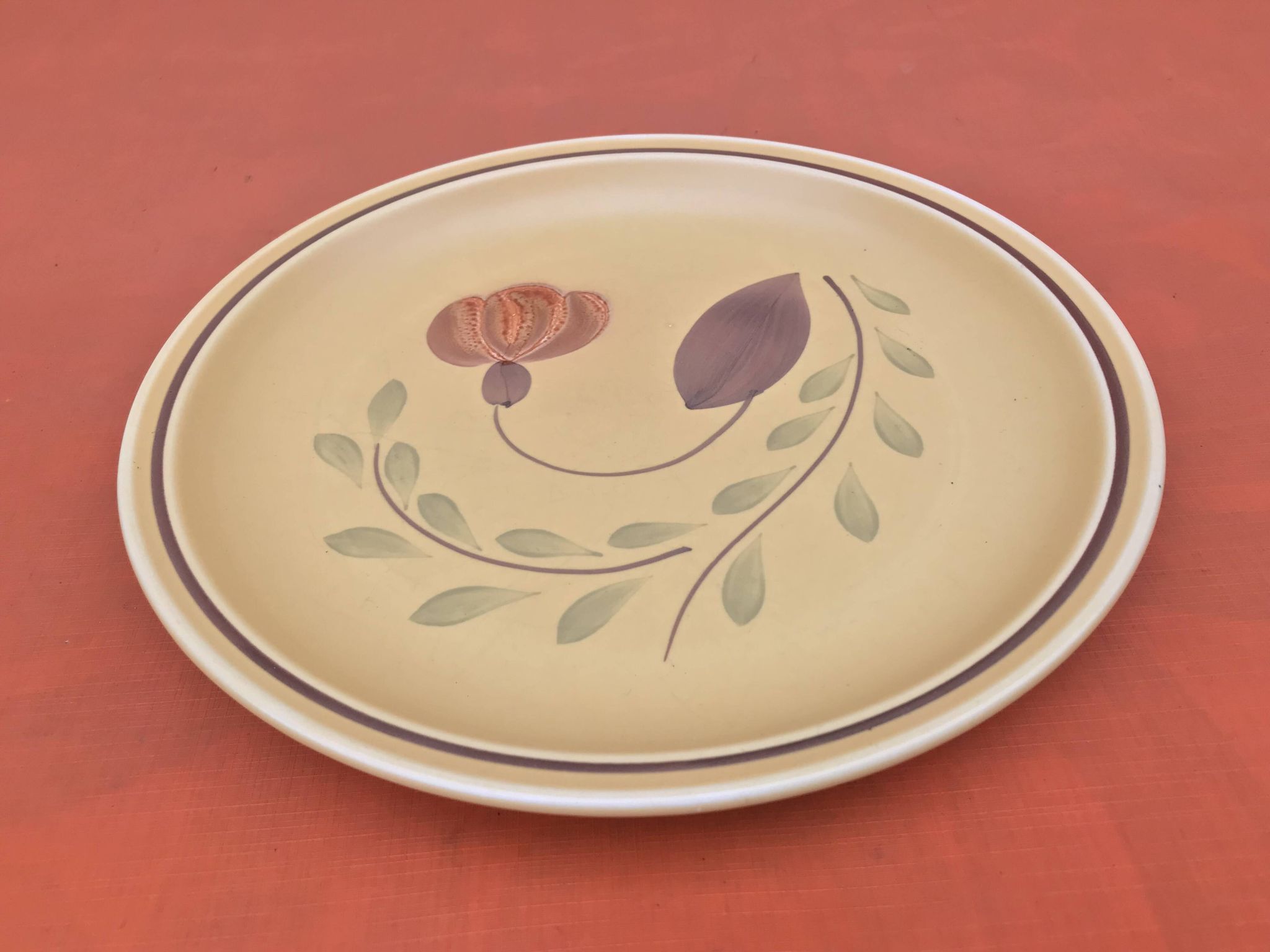 1960s 6 flat plates Ateliers du Revernay France (Digoin Saône-et-Loire) Matte stoneware