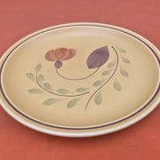 1960s 6 flat plates Ateliers du Revernay France (Digoin Saône-et-Loire) Matte stoneware