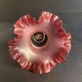 Antique wall light, tulip in pink glass and silver metal, 1920