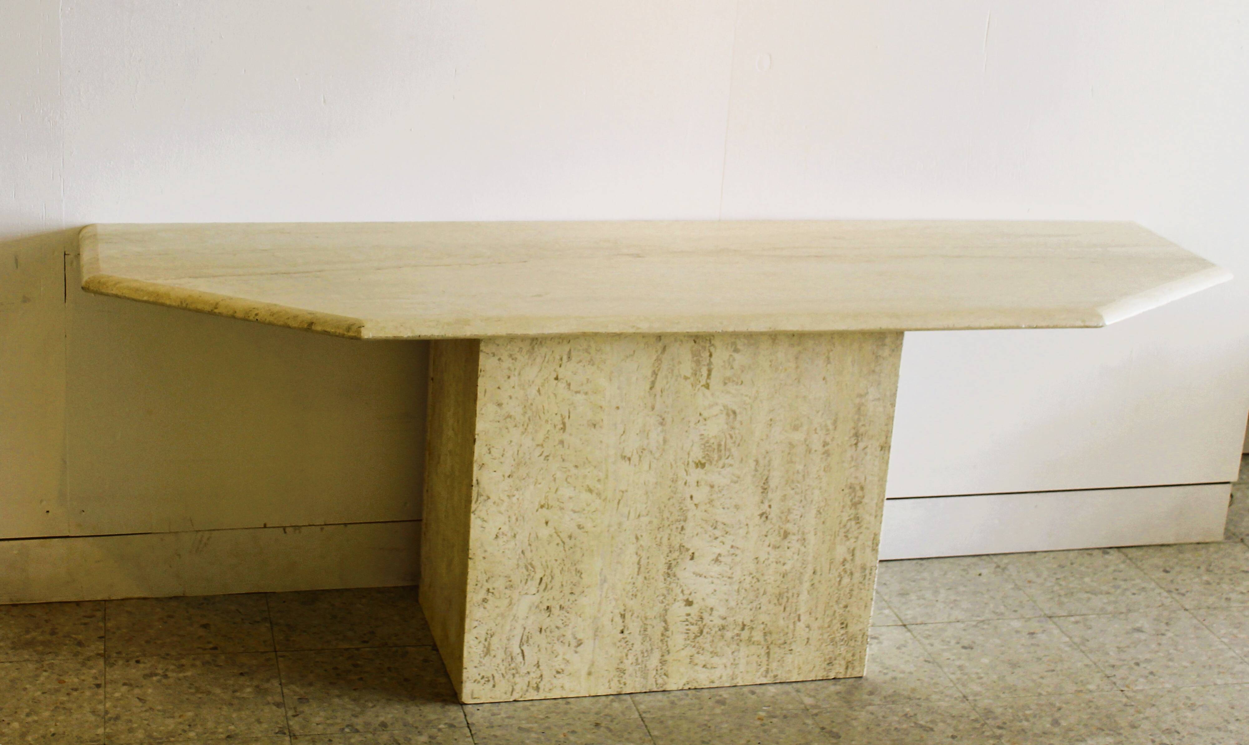 Very large travertine console, Italy, 1970s.