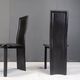 Vintage black leather high back dining chairs, set of 6, 1980s