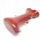 Shark fin vase, mid-century modern, red glass, Poland, 1970s
