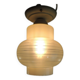 Scandinavian Ceiling Light In Ribbed Glass /vintage
