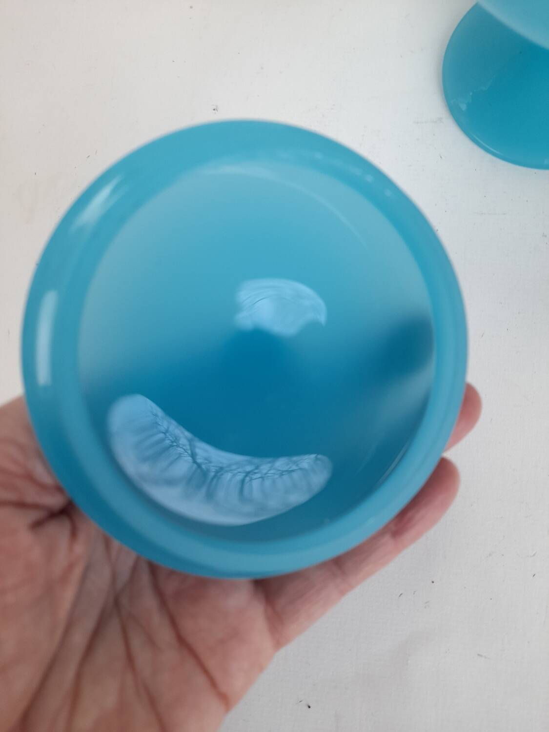 Pretty blue opaline sweet jar.