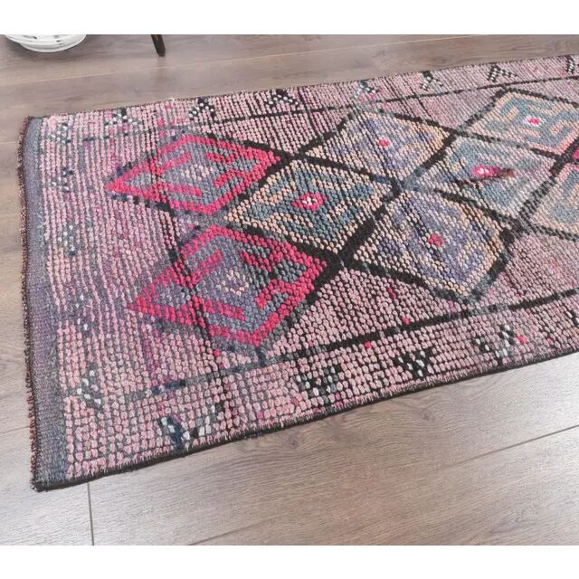 Vintage Turkish Hand-Knotted Hallway Runner  71x313
