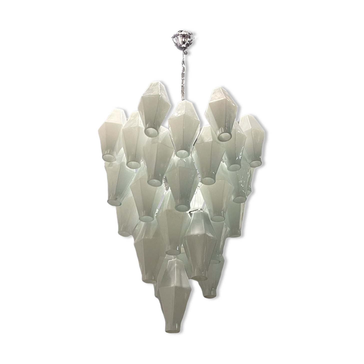 White murano glass polyhedra chandelier, 1970s