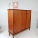Sideboard high Danish teak veneer vintage sliding doors