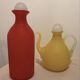 Stunning Duo of Mid-Century Frosted Satin Glass Carafes & Decanters