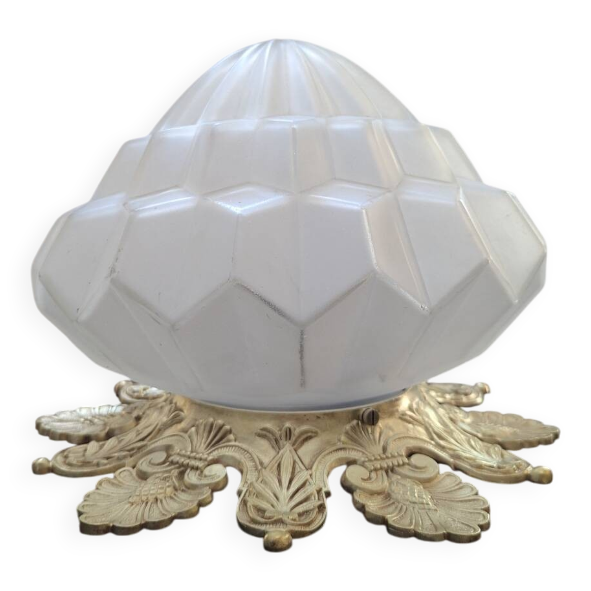 Art Nouveau ceiling light, table lamp in pressed-molded glass