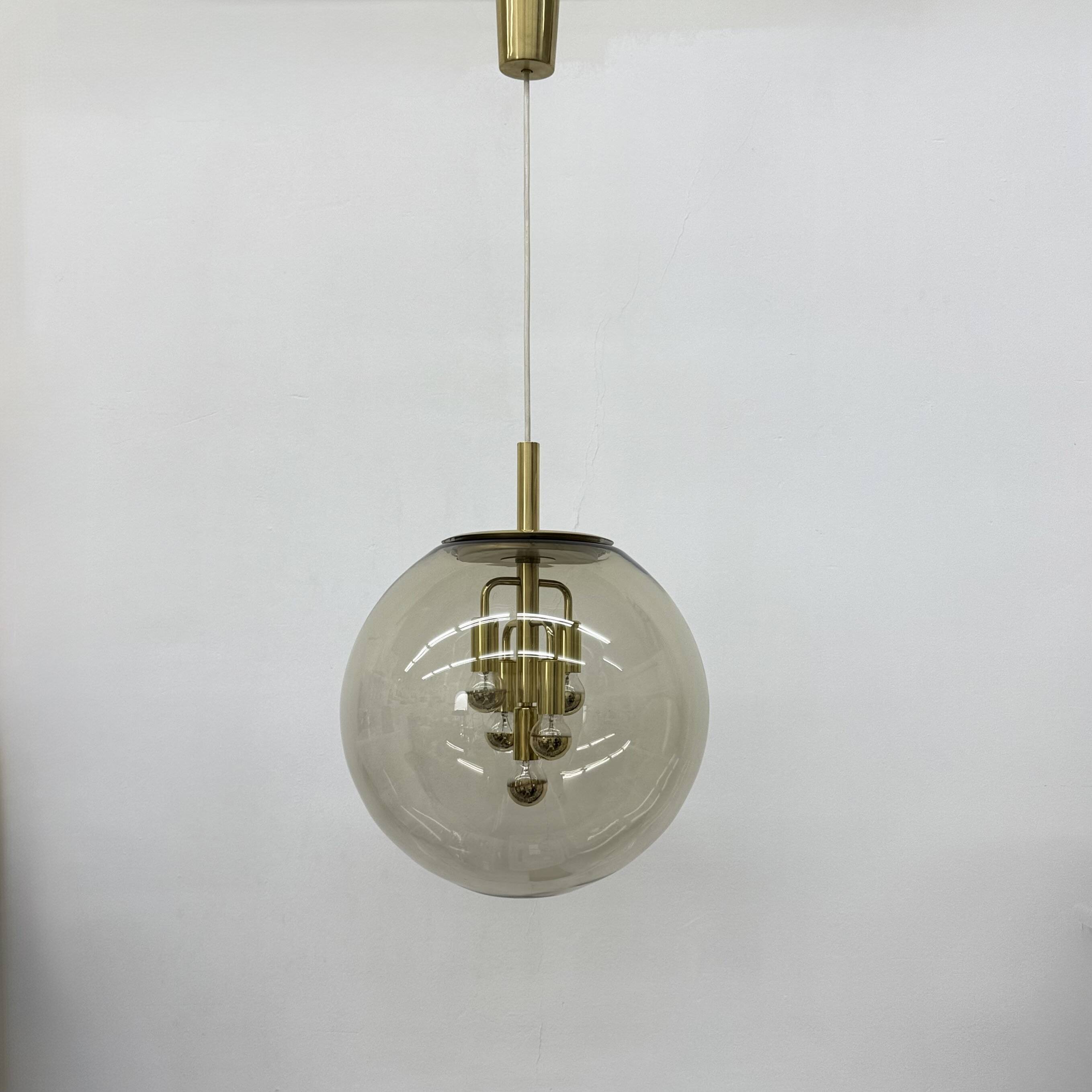 Doria Leuchten globe glass hanging lamp , 1970s