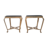 Pair of stools / ottomans - Pierluigi Colli - gold painted wrought iron.