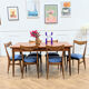Set of 6 Scandinavian chairs in oak and blue fabric.