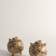Satsuma Earthenware Vases, Hand-Painted Polychrome, Japan, Set of 2