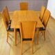 Vintage 1960s light oak table & compass legs