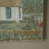 Acrylic painting on canvas vintage Dutch windmill Scandinavian countryside decoration