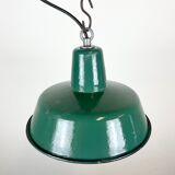 Industrial green enamel pendant lamp, 1960s
