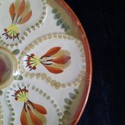 Oyster plate HB Henriot Quimper grey 23 cm Breton floral decoration