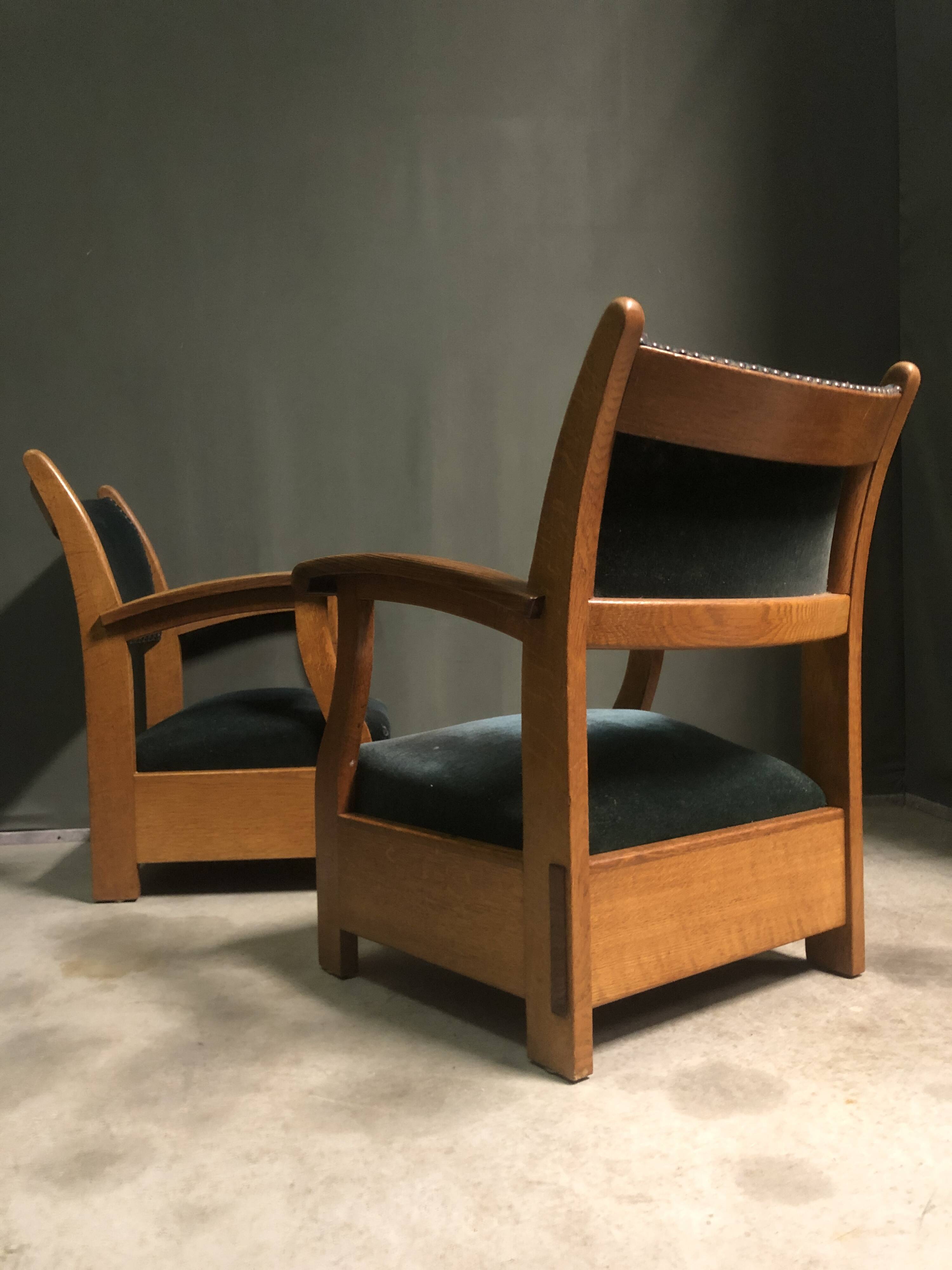 Pair of 1930's Dutch lounge chairs