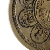 Artisanal carved solid wood underside with mountain décor - round chalet décor