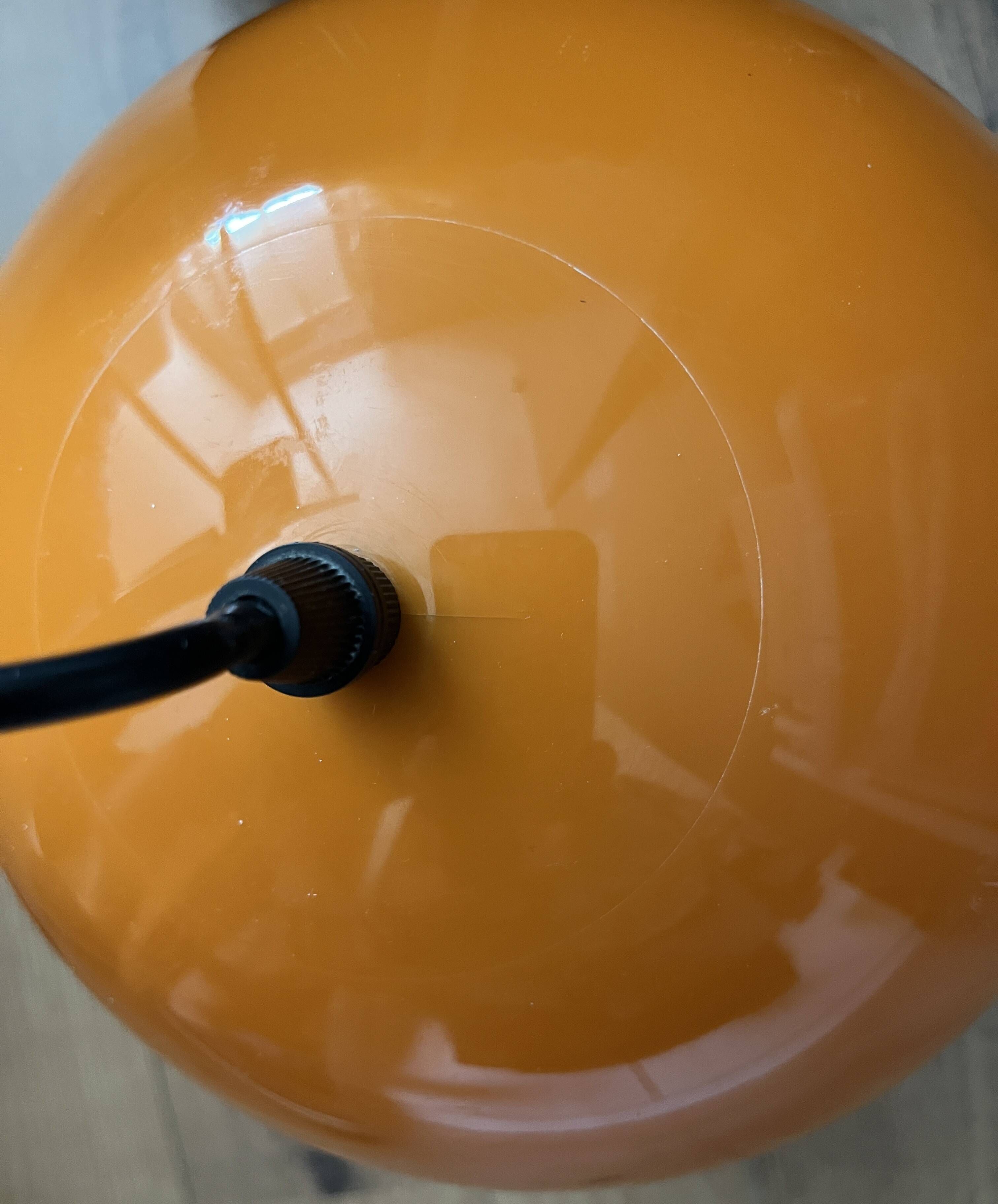 Plafonnier "champignon" orange et blanc vintage (1960-1970)