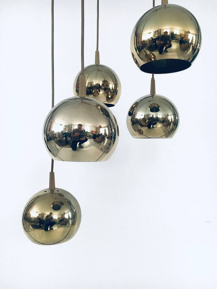 Golden Cascade 5-Ball Ceiling Lamp, Italy, 1980s