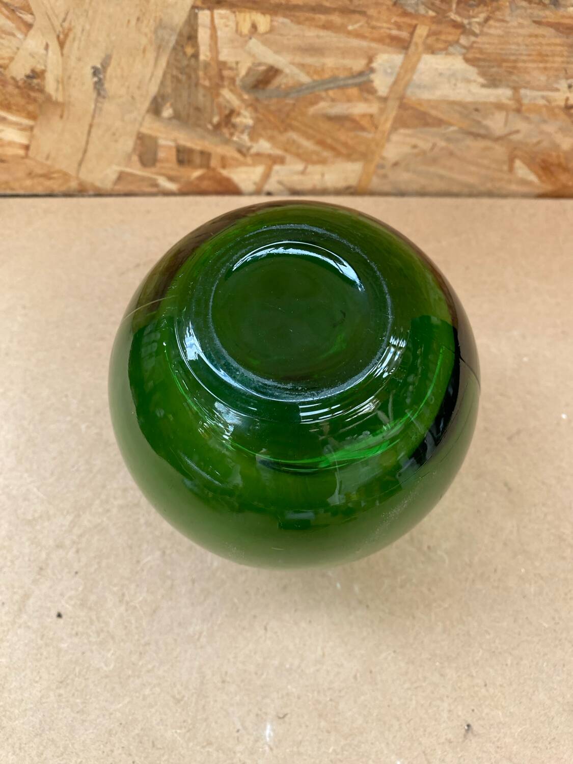 Antique Vintage Green Glass Dame Jeanne Float Ball Bottle