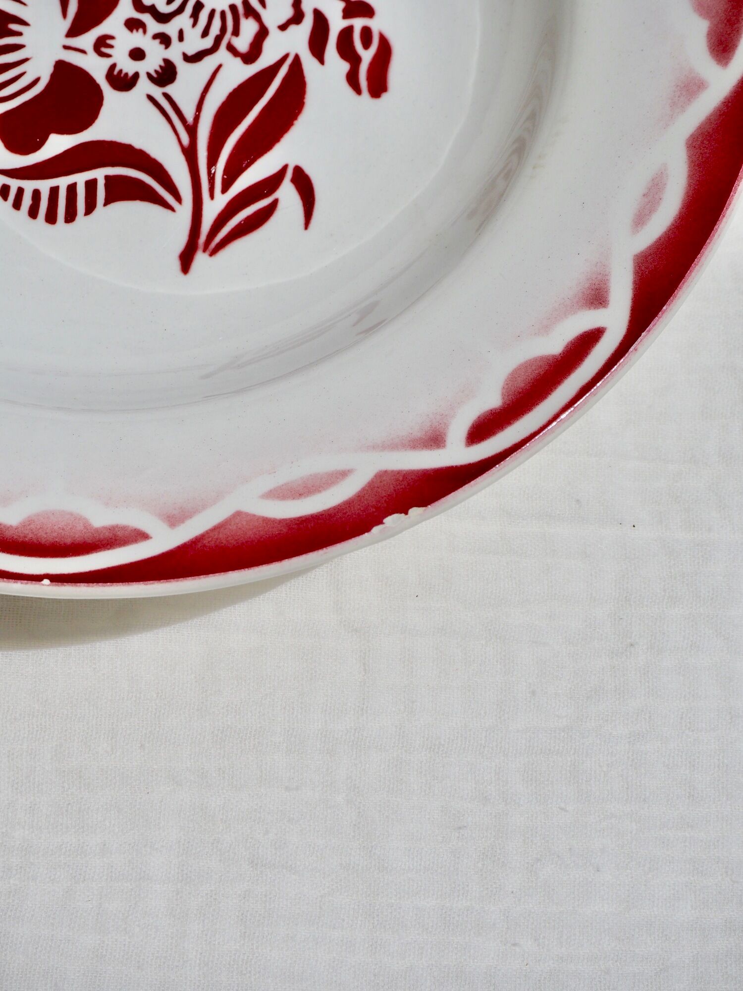Set of 6 hollow plates Terre de Fer, model "Odette", Digoin Sarreguemines