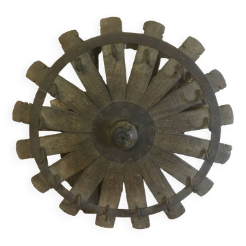Key ring wheel or other in wood and metal