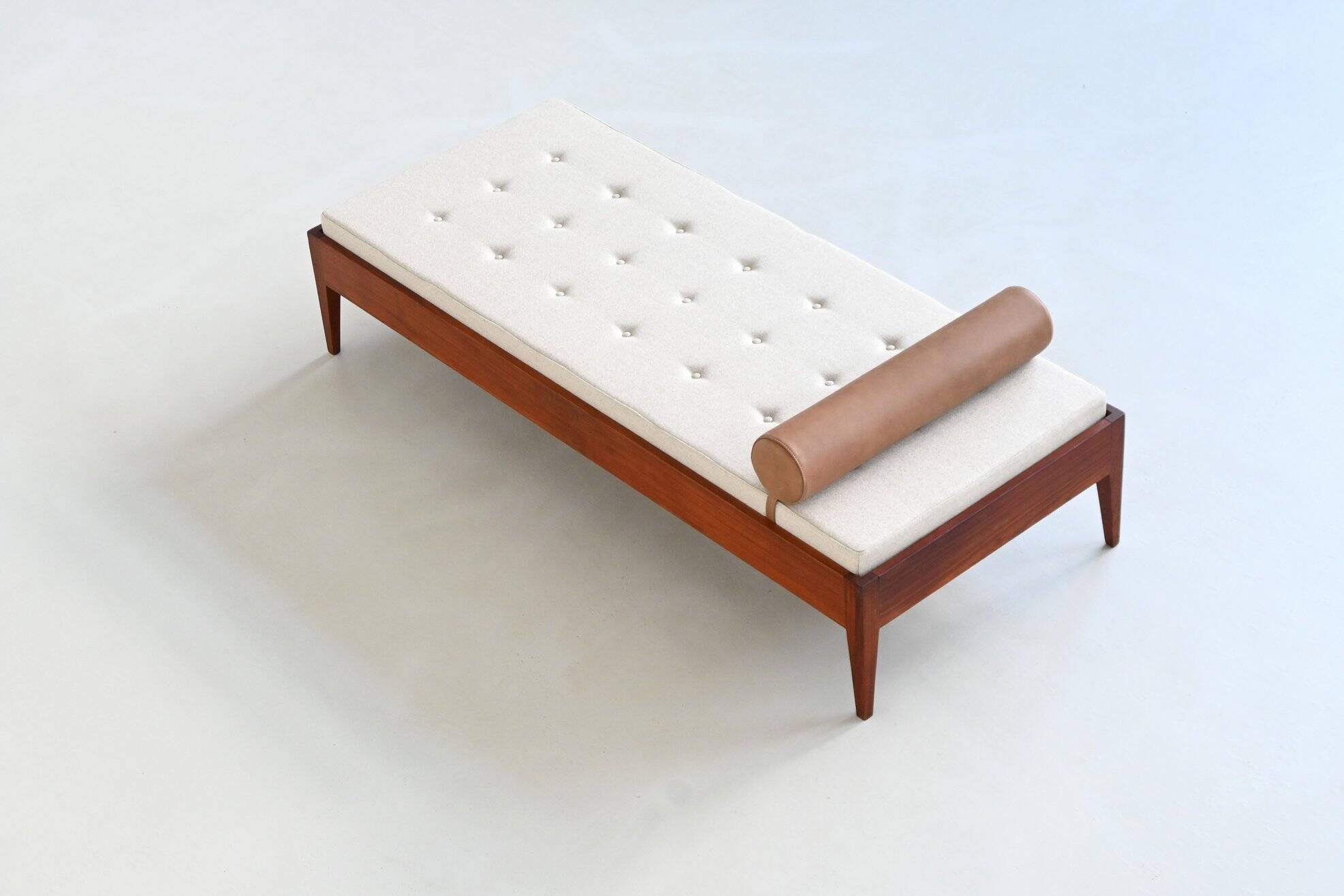 Scandinavian daybed in teak, wool and leather Denmark 1960