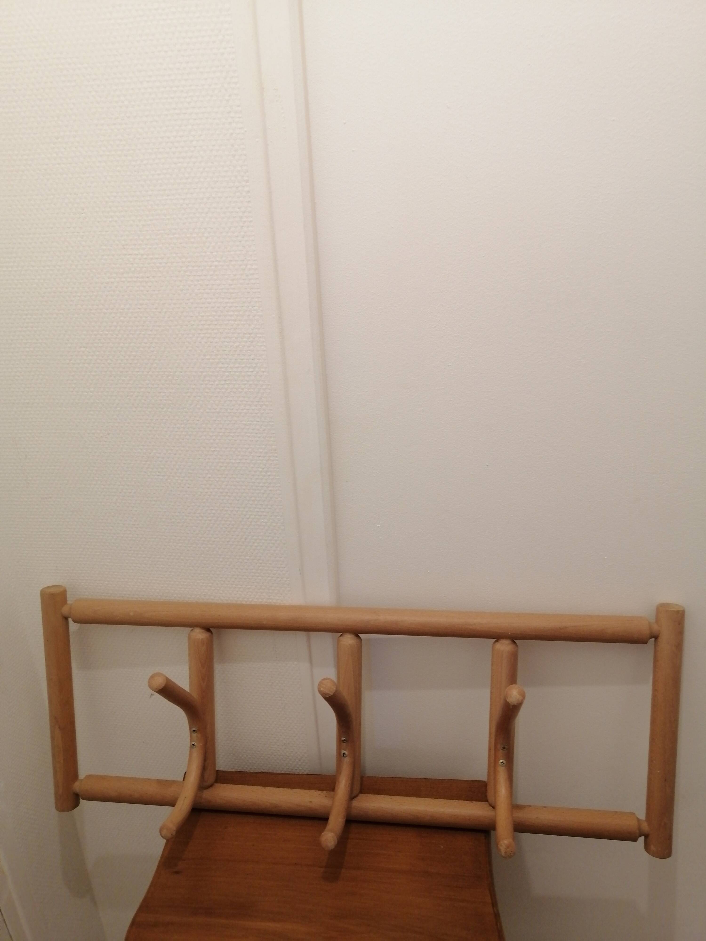 Vintage curved wood wall coat rack by ton cechoslovakia 1980