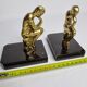 Pair of book-holders "thinker" in bronze and marble signed Chantilly