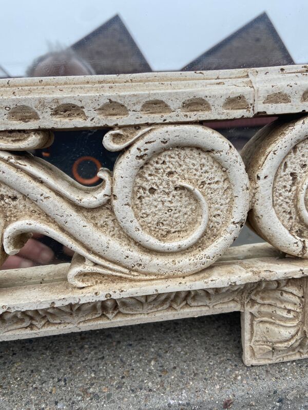 Ancien miroir glace vintage miroir style antique en travertin d'italie