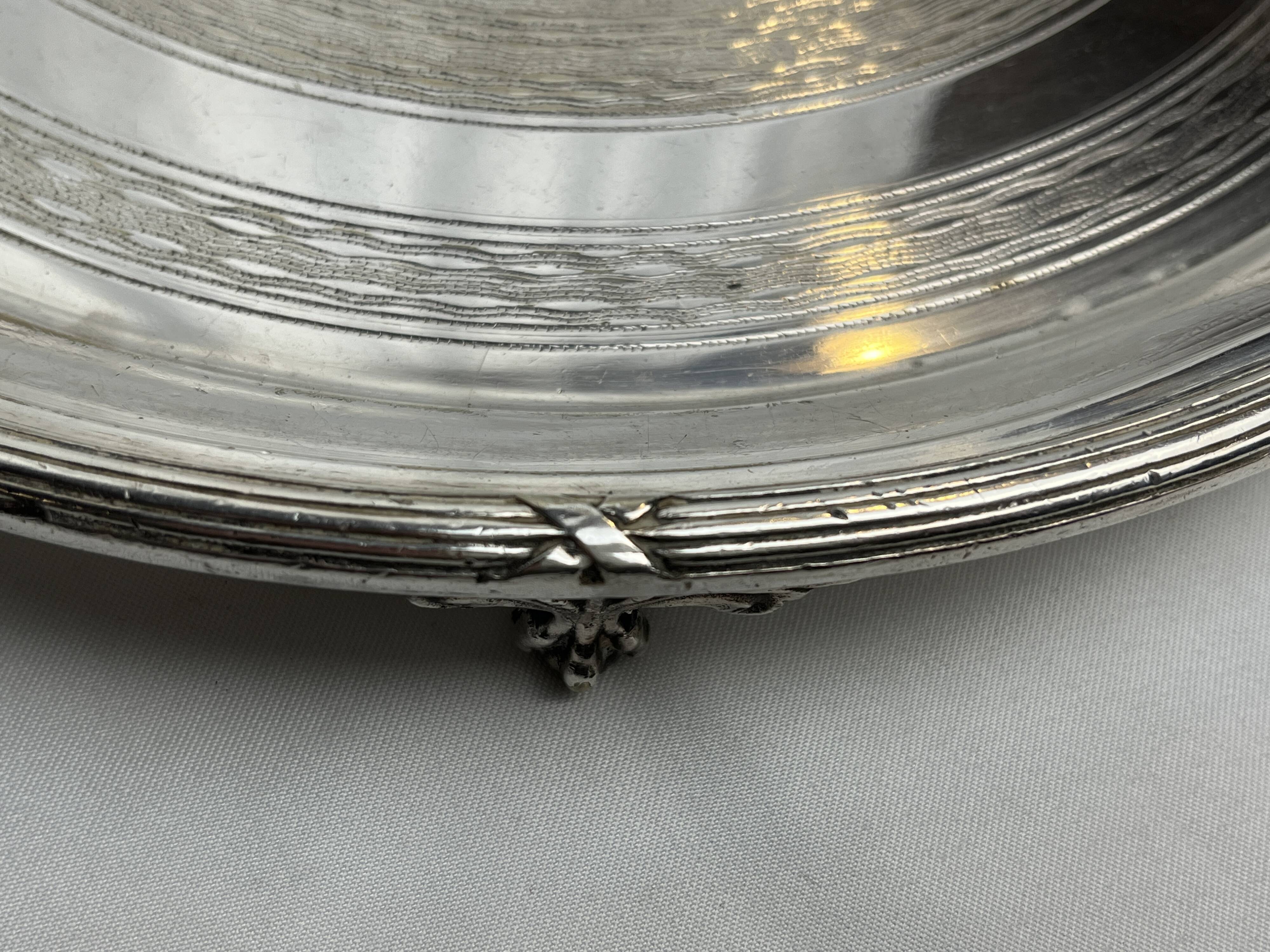 Antique silver-plated metal tray, Cunard Company, England, early 20th century